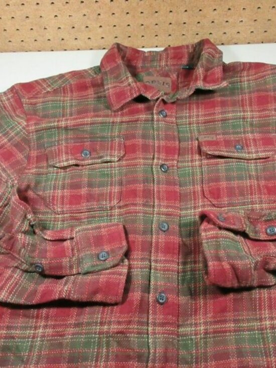 Orvis Other - Orvis mens red green beige plaid heavyweight hunting work flannel L